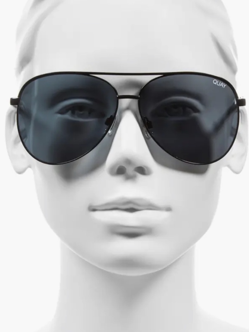 Quay Vivienne Black Aviator Sunglasses with Dark Smoke Lenses